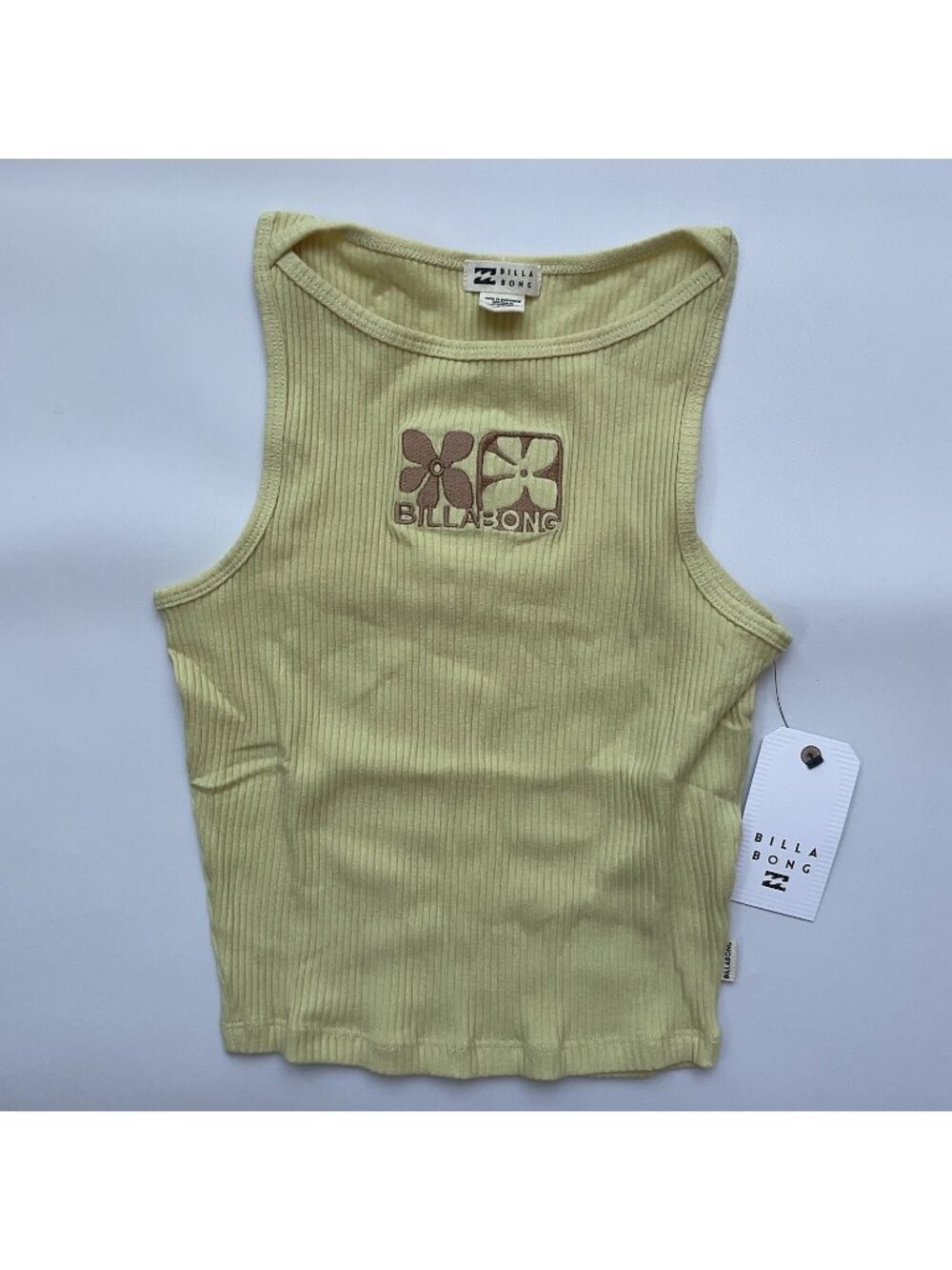 Billabong Women’s Fun Knit Crop Tank Top Light Yellow Size XS